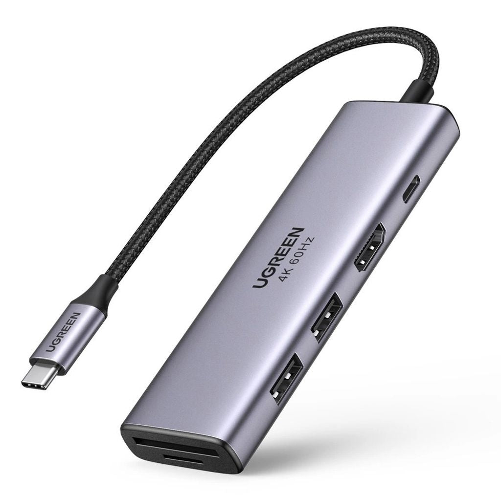 Ugreen Hub USB-C to 2x USB-A / HDMI 4K 60Hz / SD and TF card reader / USB-C PD 100W - Gray