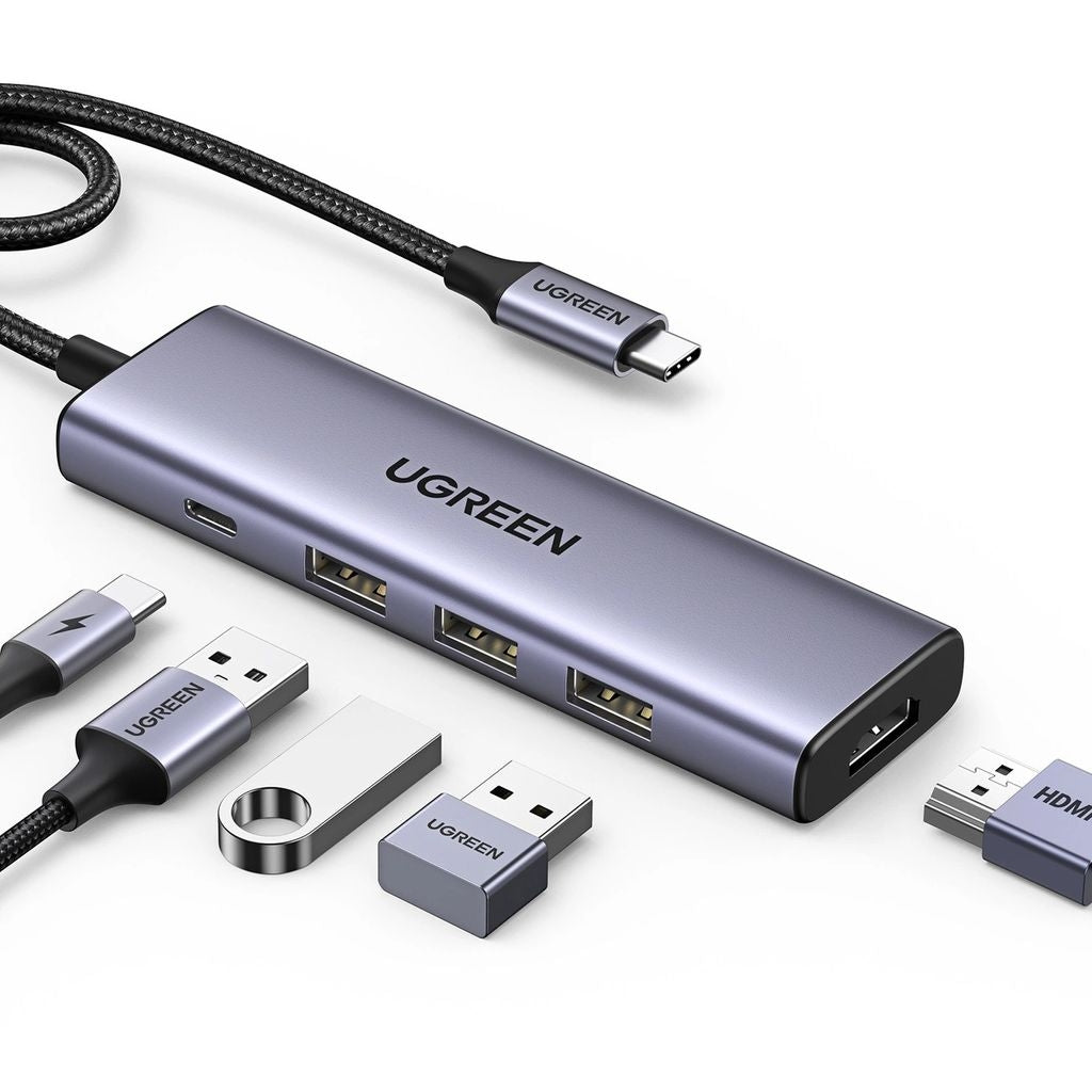 Ugreen Hub USB-C to HDMI 1.4 / 3 x USB-A / USB-C PD 100W - Gray