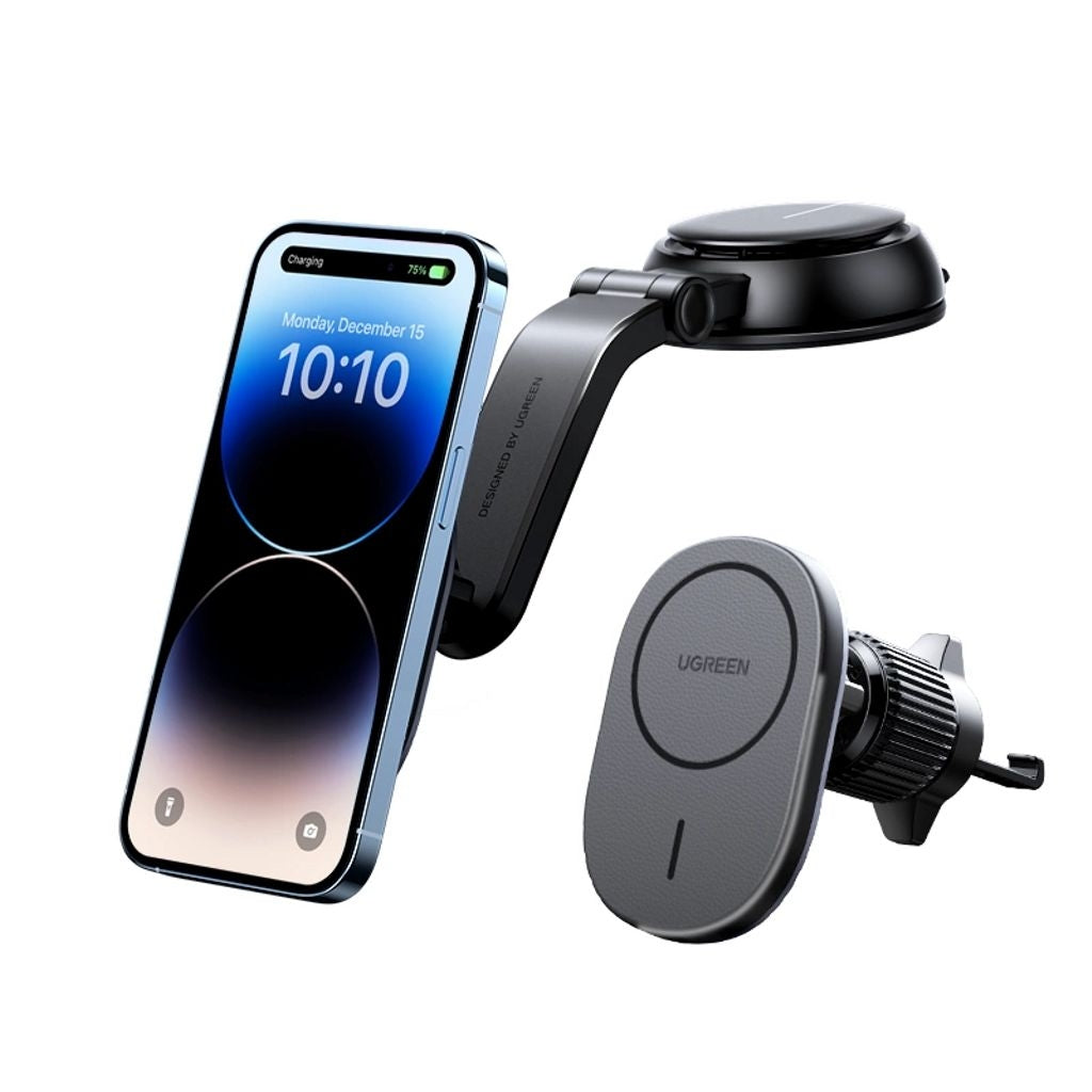 Ugreen MagSafe Car Charger 2-in-1 Dashboard/Valve Mount - Black