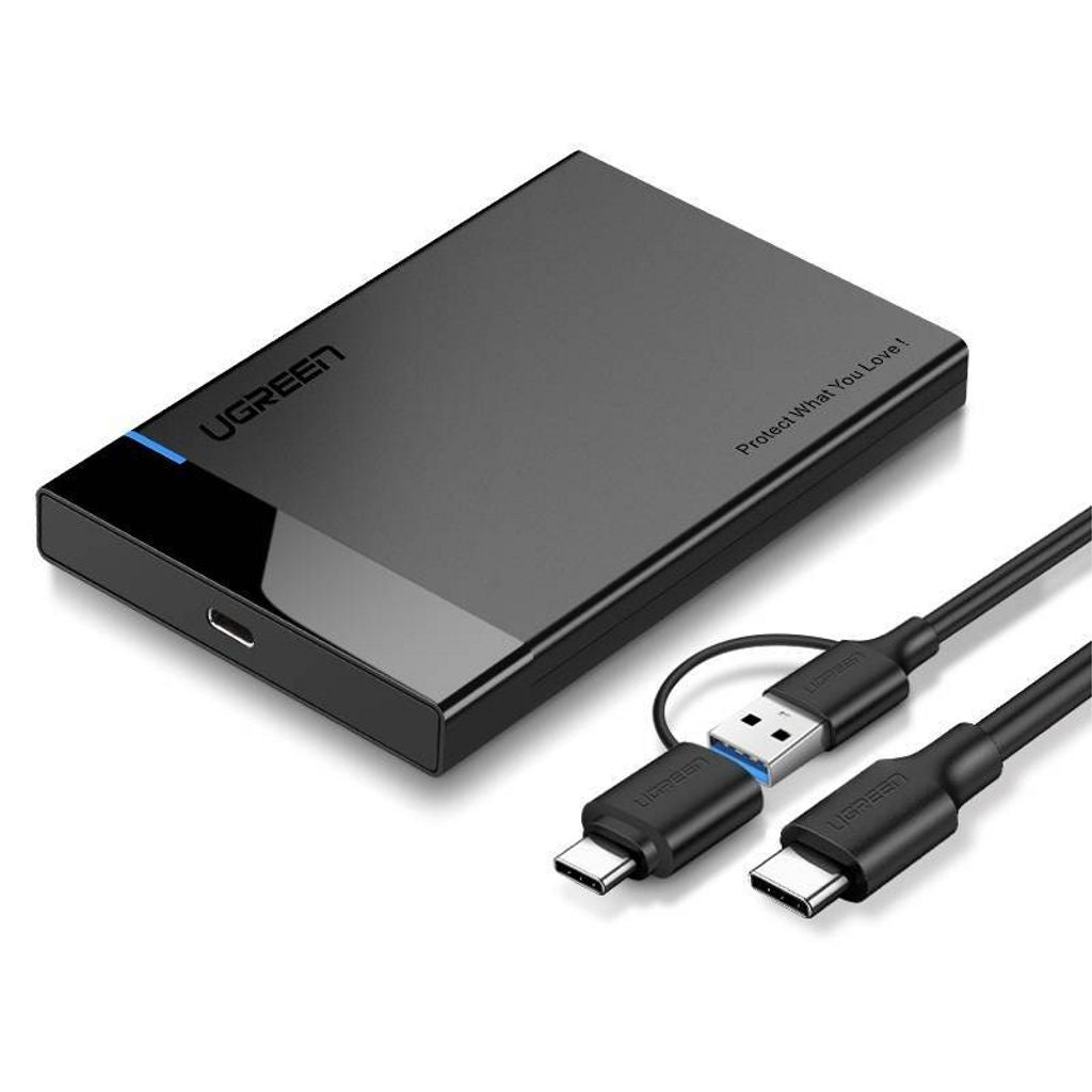Ugreen SATA External Drive Enclosure HDD 2.5", USB-A + USB-C to USB-C Cable