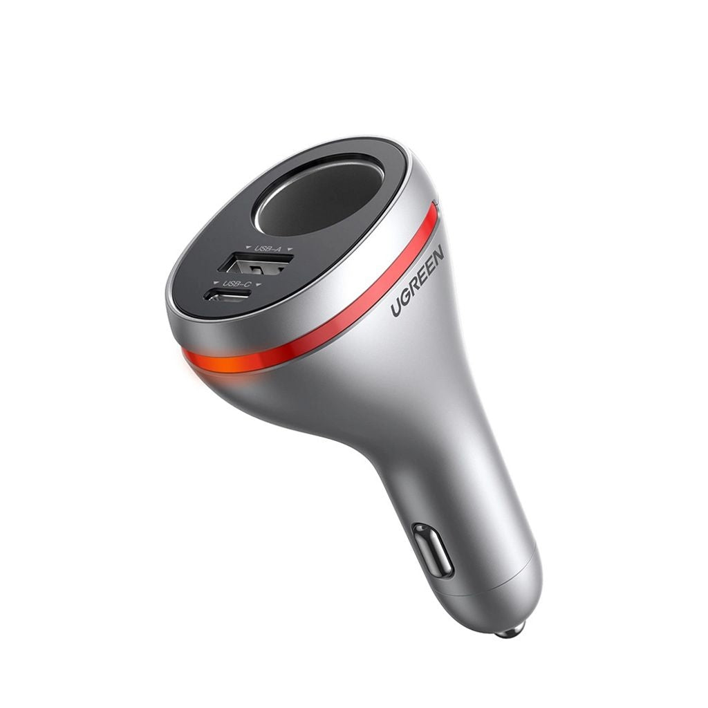 Ugreen USB-C / USB-A Car Charger, QC, PD, 24W - Silver