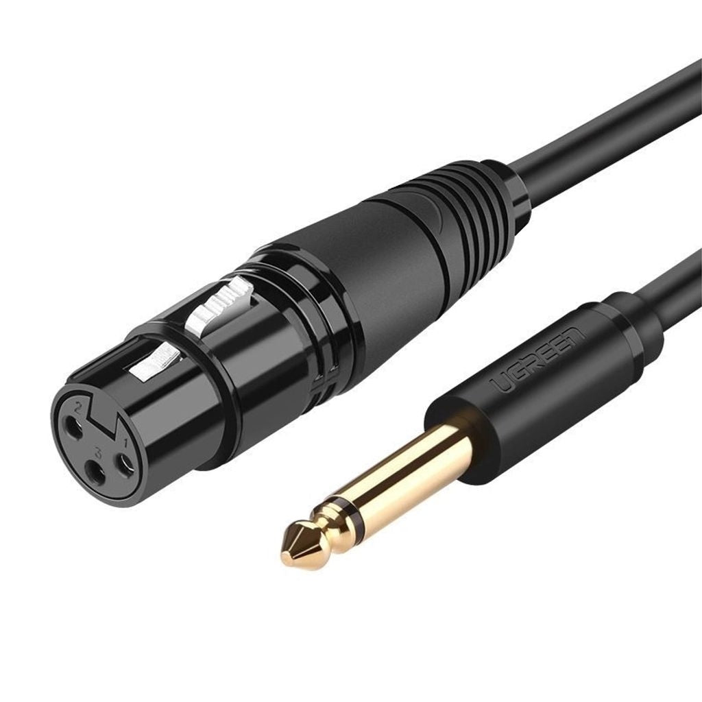 Ugreen XLR Audio/Microphone Cable (Female) to 6.35mm Jack (Male), 2m - Black