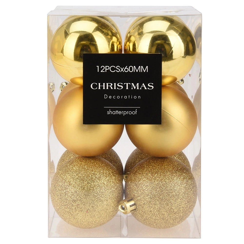 Unbreakable Golden Christmas Baubles, 6 cm, Set of 12
