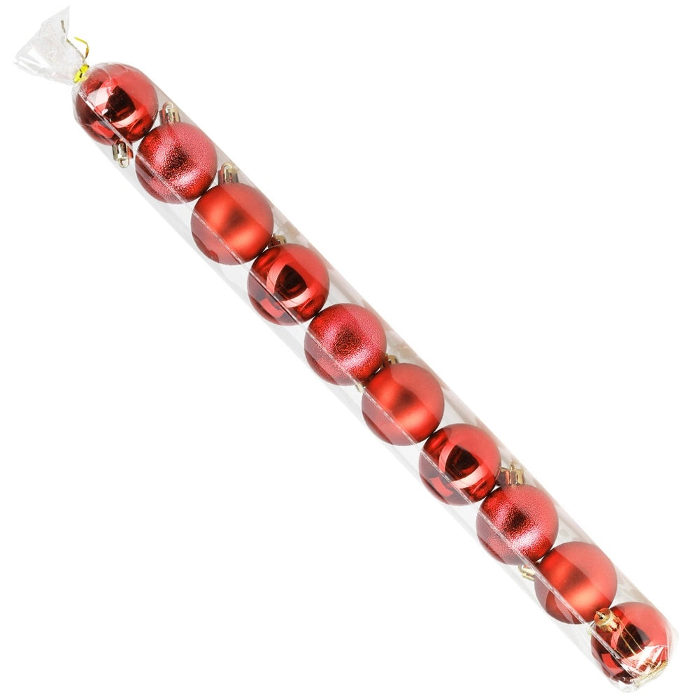 Unbreakable Red Christmas Baubles, 5 cm, Set of 10