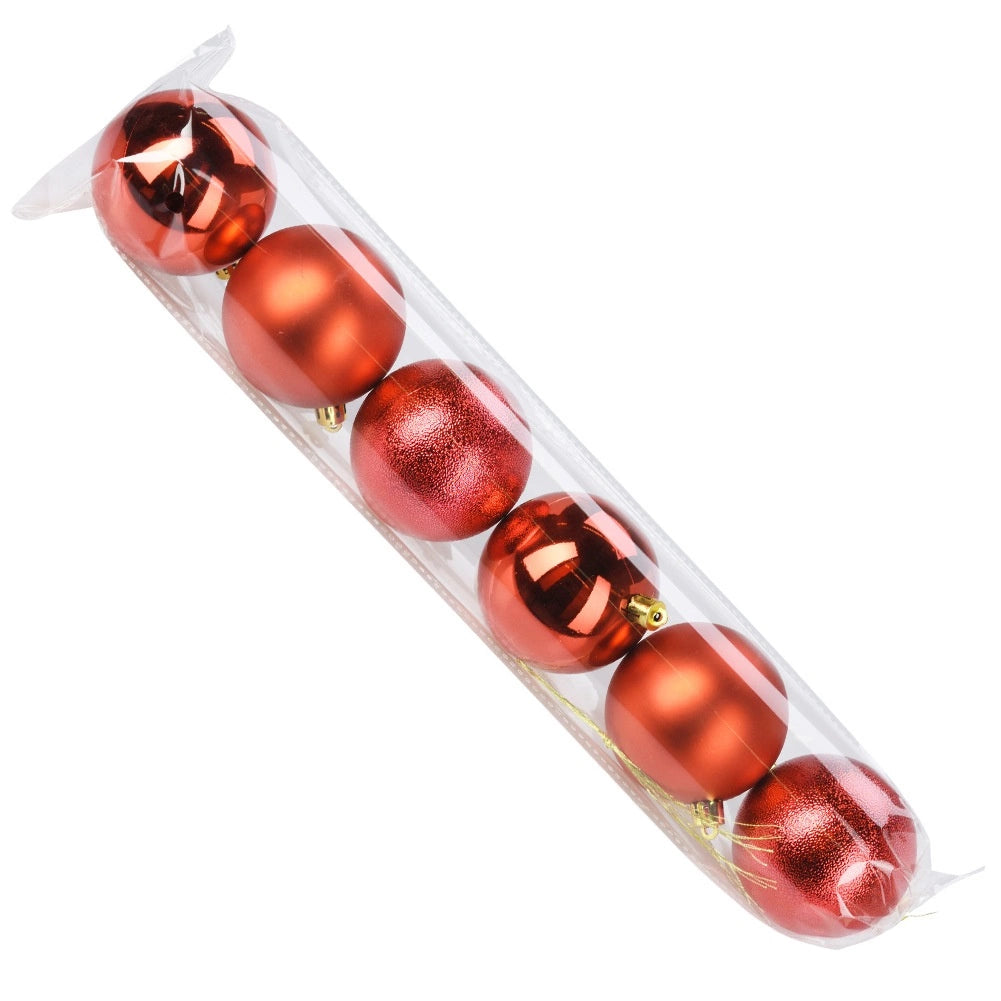 Unbreakable Red Christmas Baubles, 7 cm, Set of 6