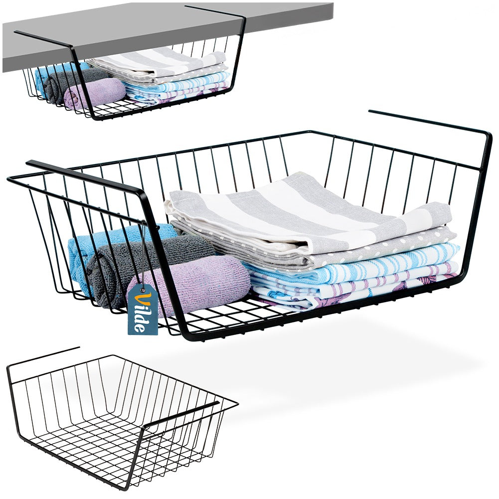 Undershelf hanging basket metal black 40.5x26.5x14.5 cm