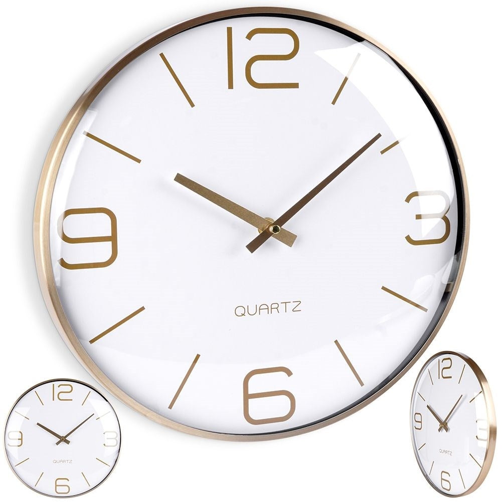 Unique Wall Clock with Gold Hands and White Dial 30 cm