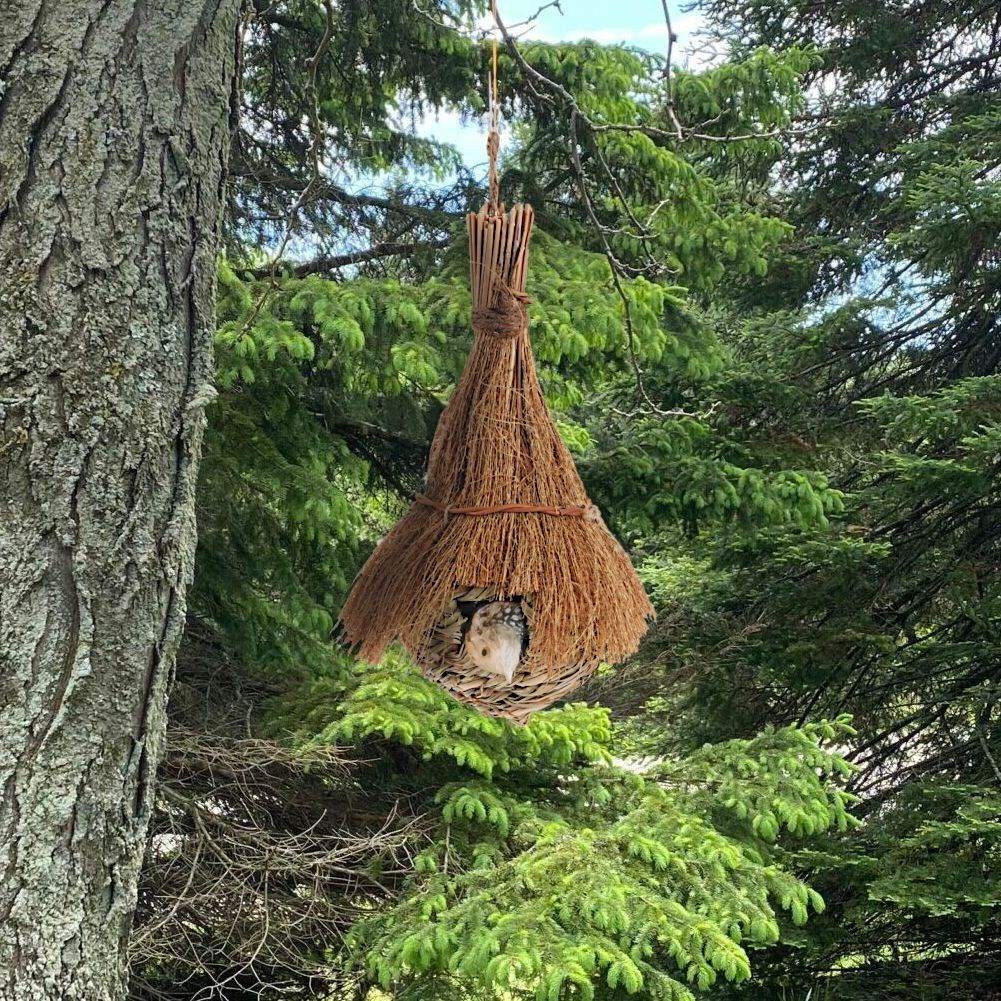 Unique straw birdhouse - perfect for garden or balcony