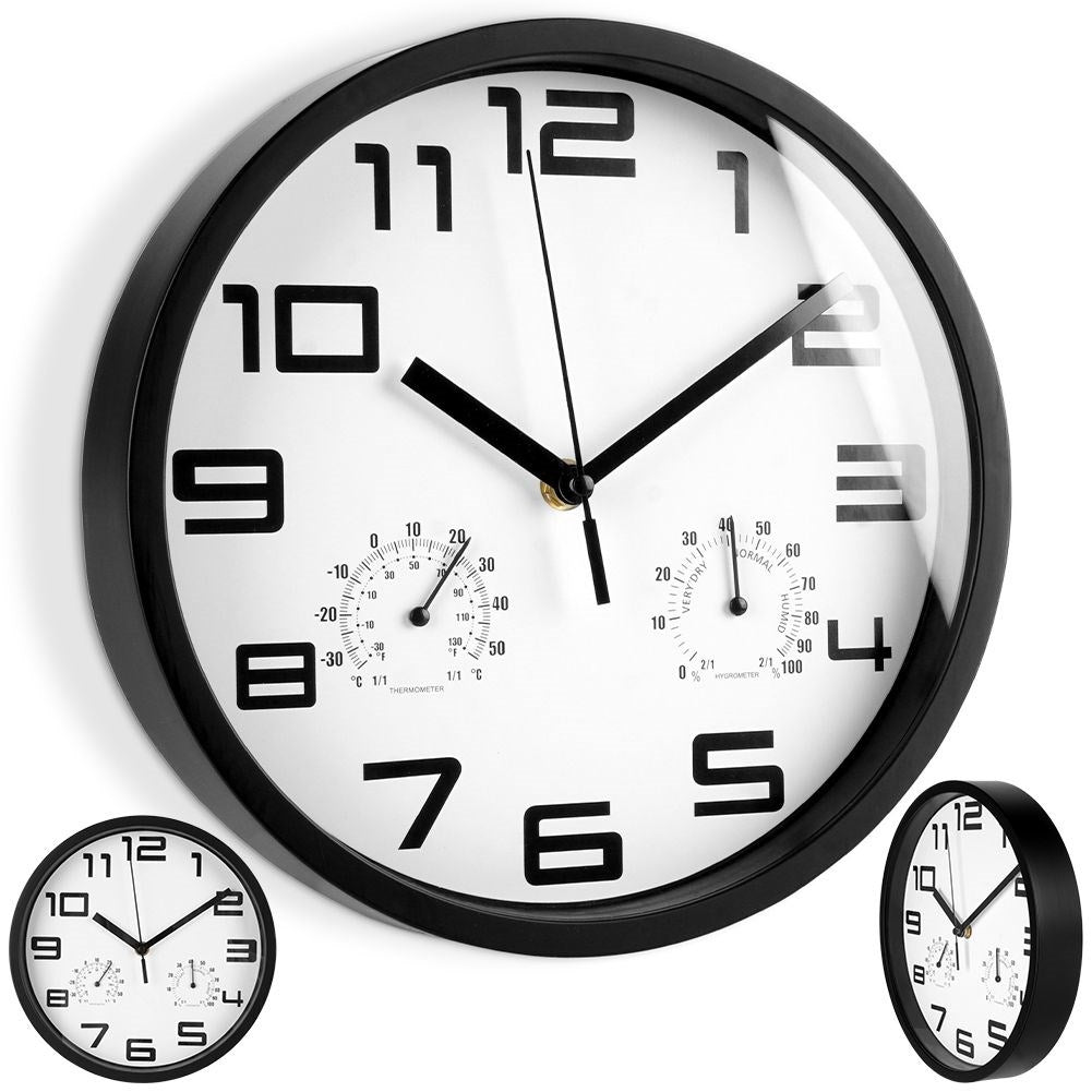 Unique wall clock 25cm with thermometer and hygrometer