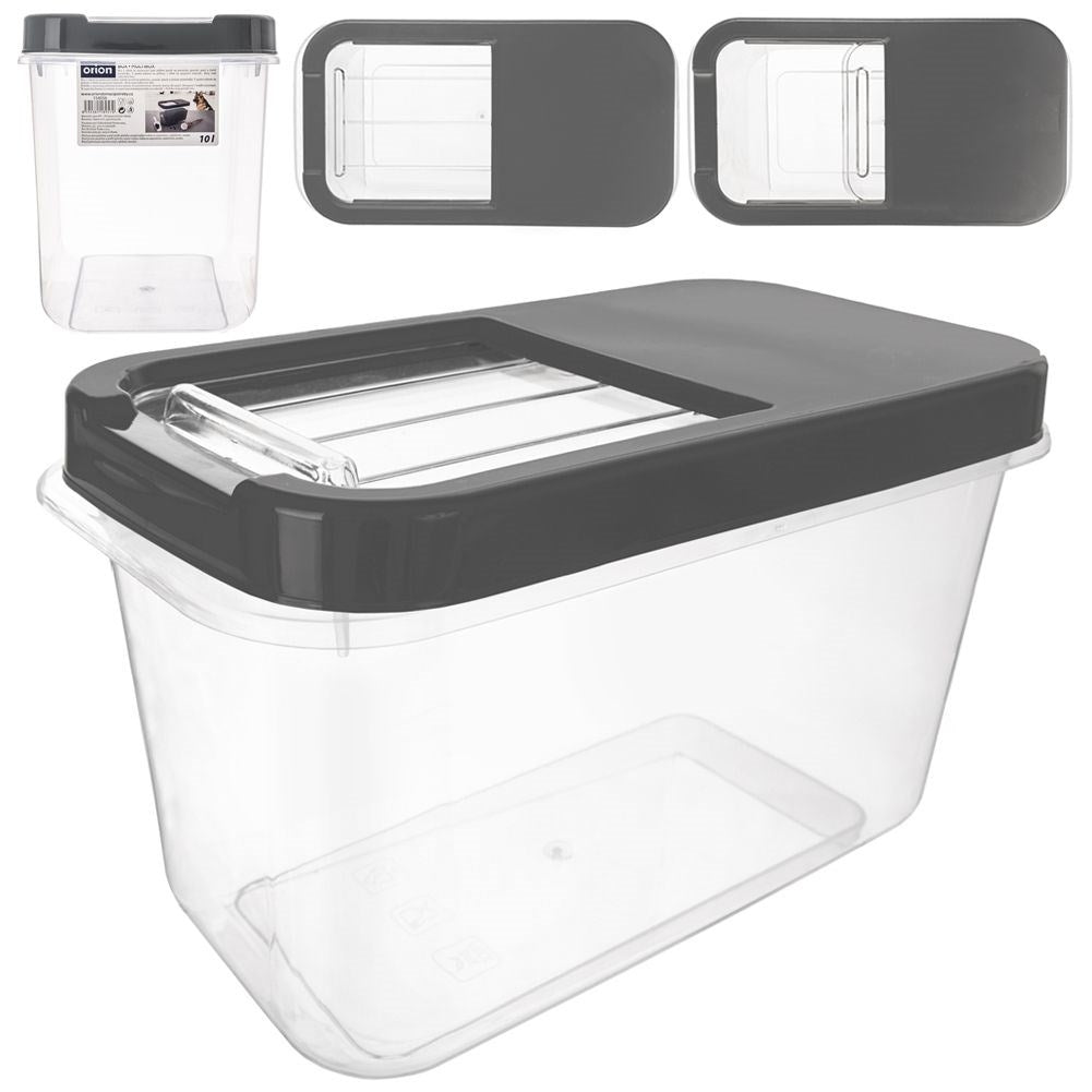 Universal 10L storage container with sliding lid, durable, dishwasher safe