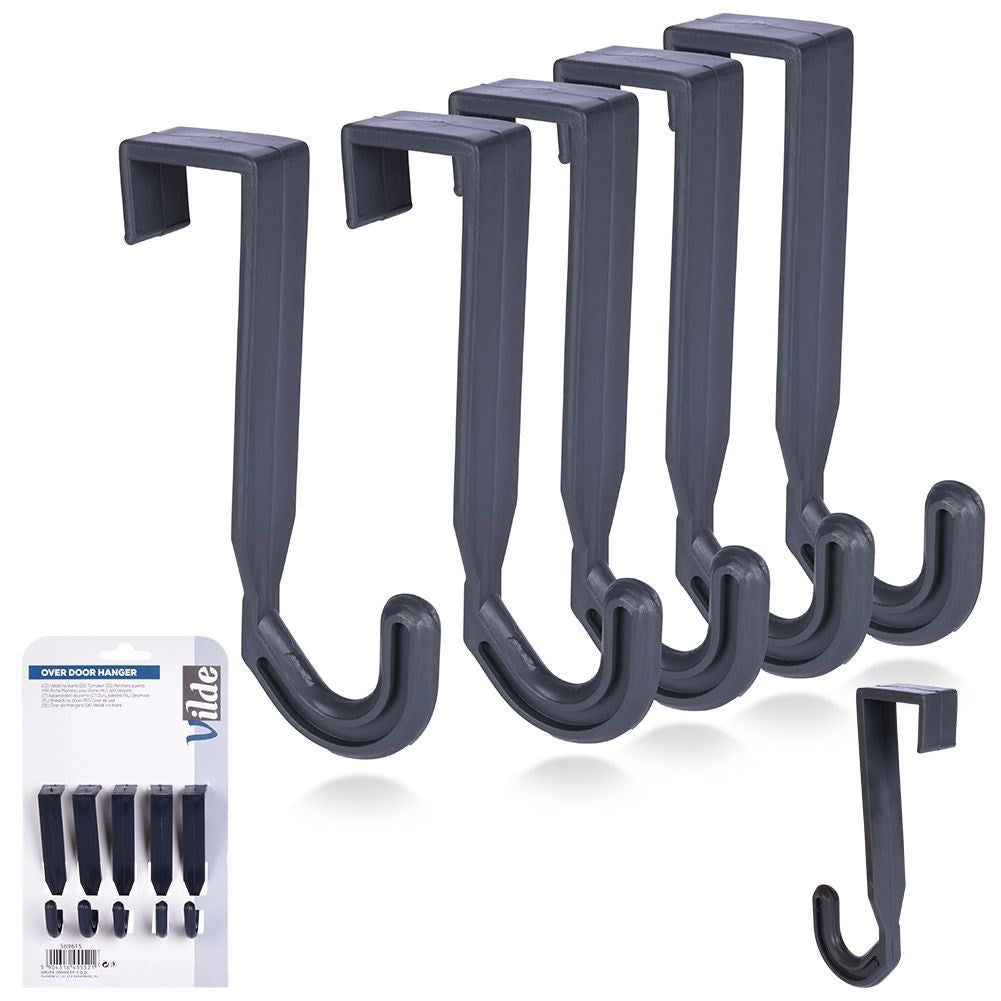 Universal Gray Hooks: Durable Plastic, Easy Door Mounting