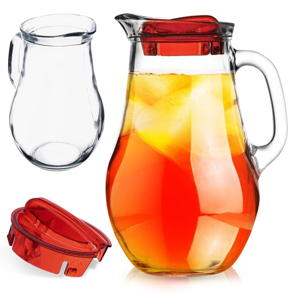 Universal glass jug with lid, spout and comfortable handle