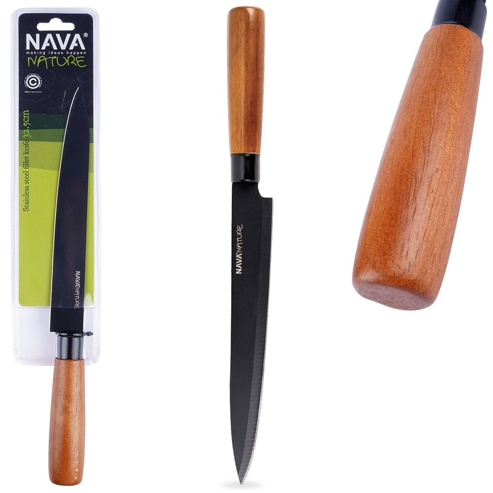 Universal knife 20.5 cm blade with ergonomic handle in black color
