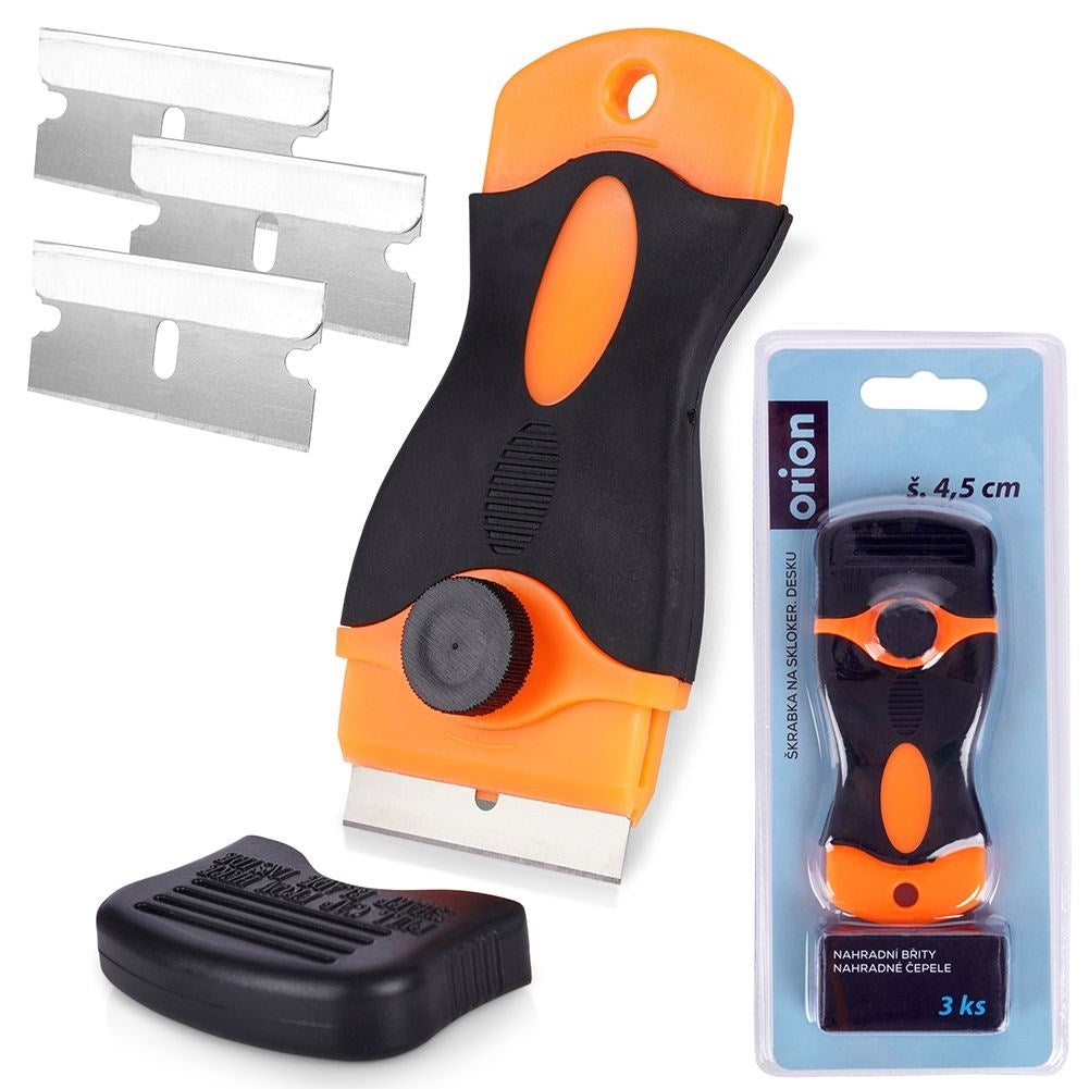 Universal scraper with 3 blades and blade guard for slab cleaning
