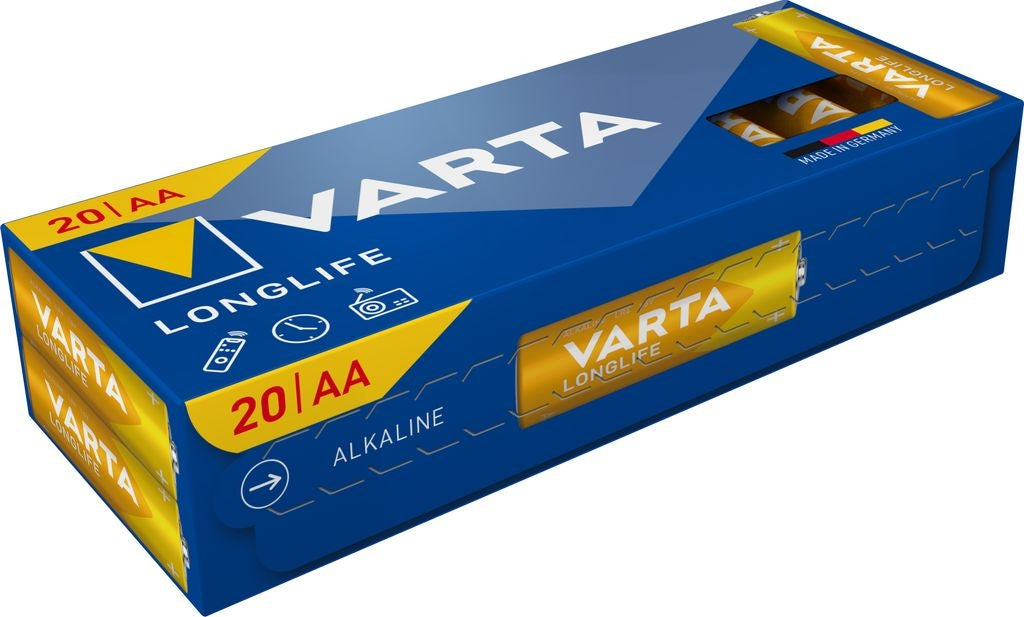 VARTA Longlife Alkaline AA batteries LR06, 20-pack