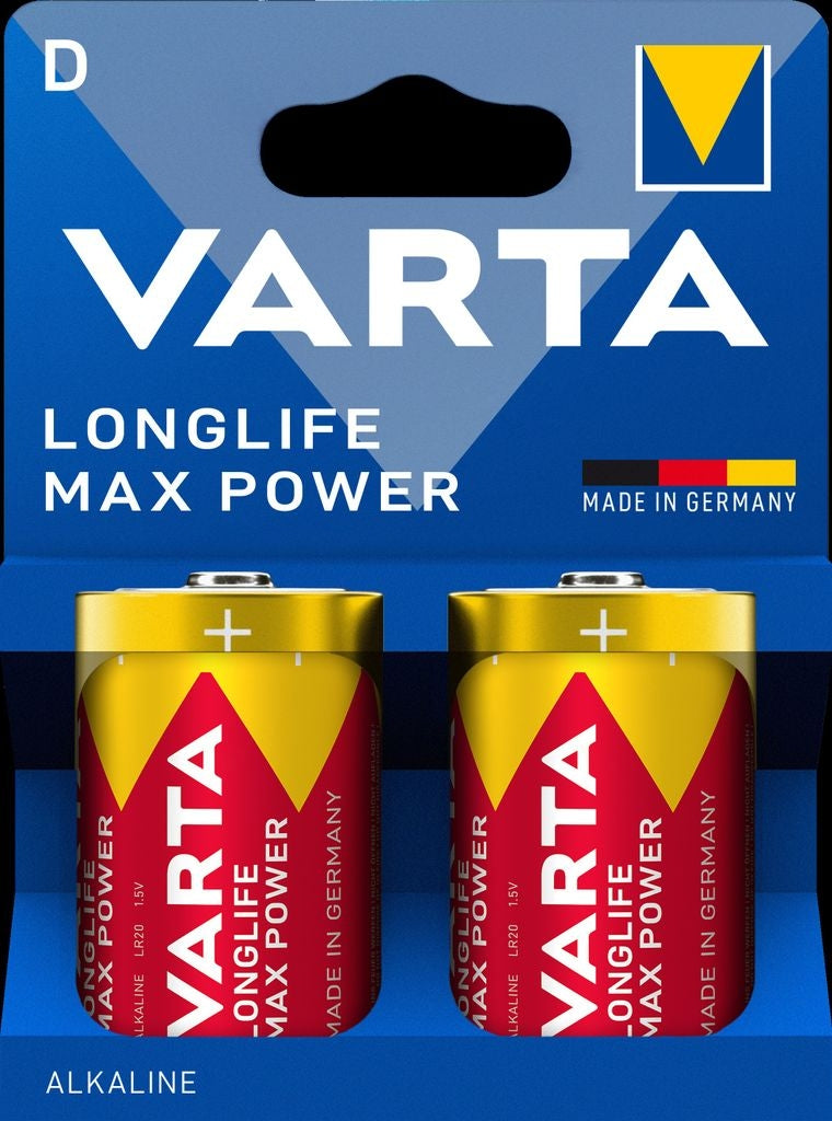 VARTA Longlife Max Power D LR20 battery, pack of 2