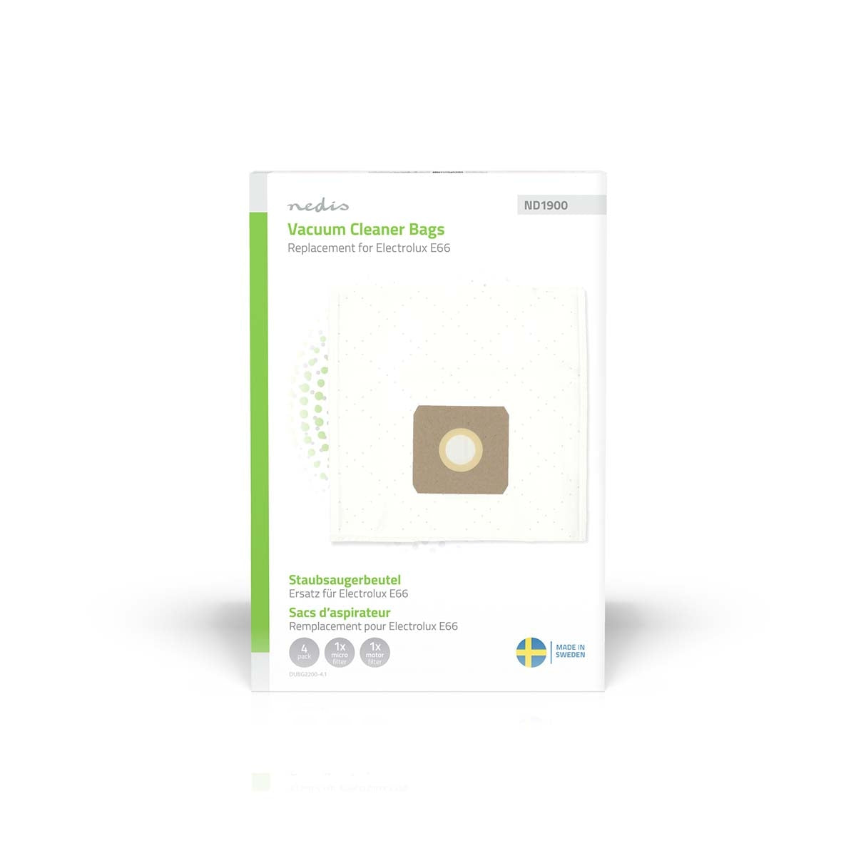 Vacuum Cleaner Bags, Synthetic, 4 Pack, Electrolux E66