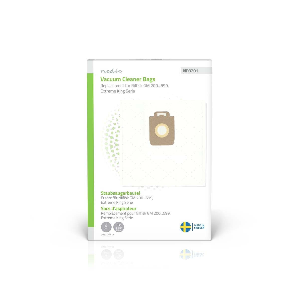 Vacuum Cleaner Bags, Synthetic, 4-Pack, Fits Nilfisk Series