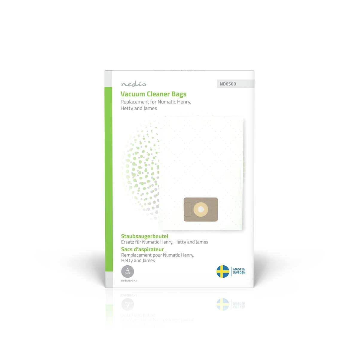 Vacuum Cleaner Bags, Synthetic, 4 Pack, Fits Numatic Models