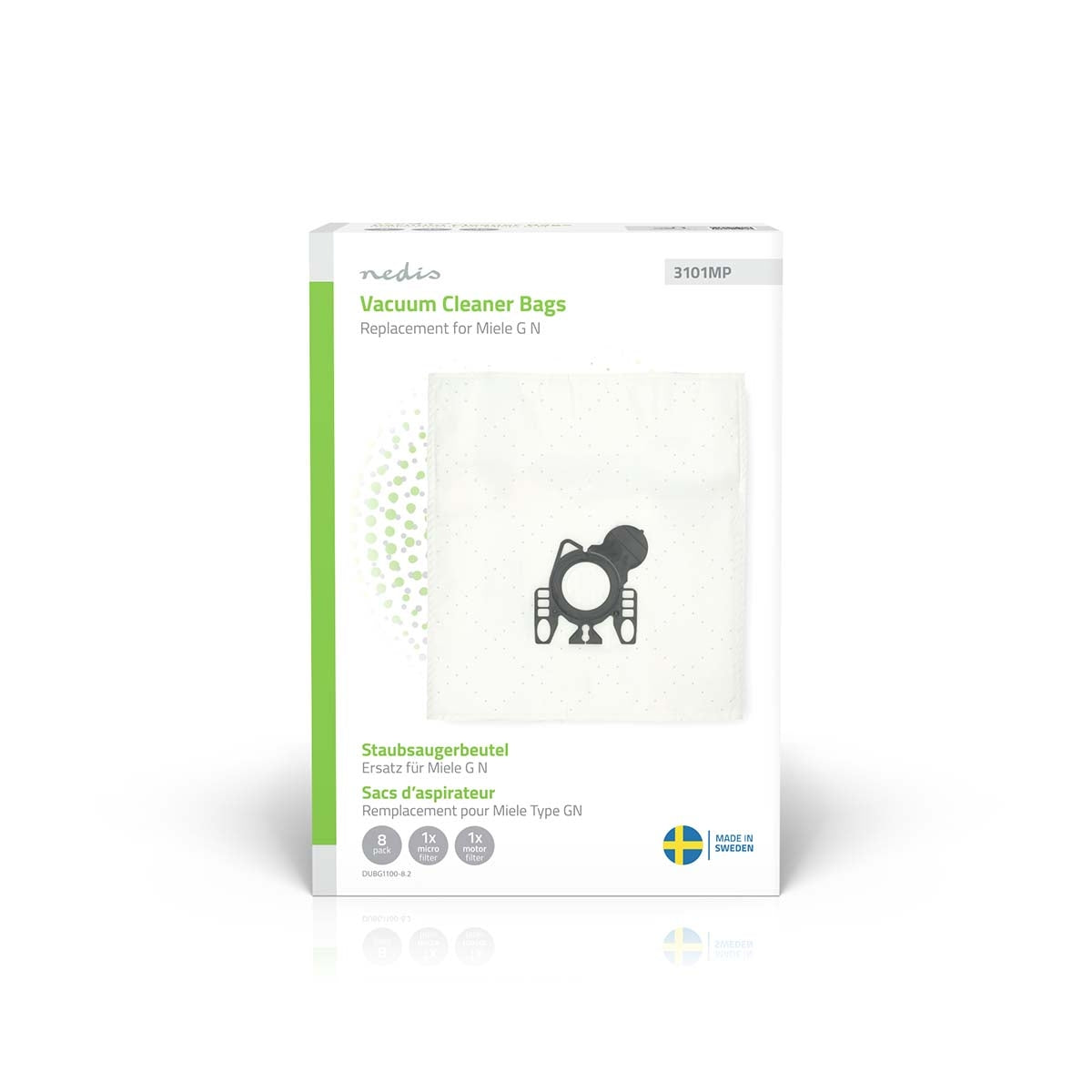 Vacuum Cleaner Bags, Synthetic, 8 Pack, Fits Miele GN