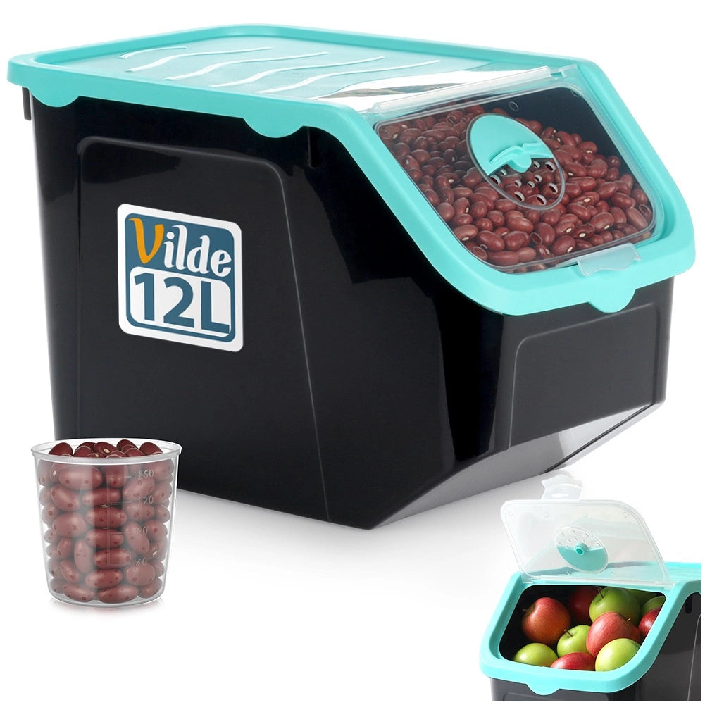 Vegetable Storage Container, 12L, Black, with Lid