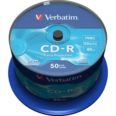 Verbatim CD-R, 52x, 700MB/80min, 50-pack spindle, Extra protection