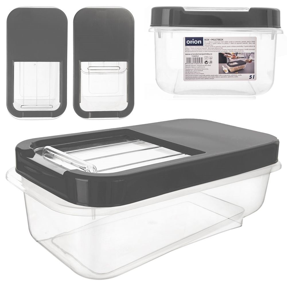 Versatile 5L storage box with sliding lid, durable material