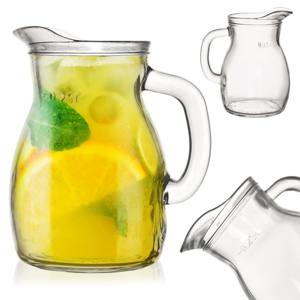 Versatile glass jug with spout, handle and measuring scale 300 ml