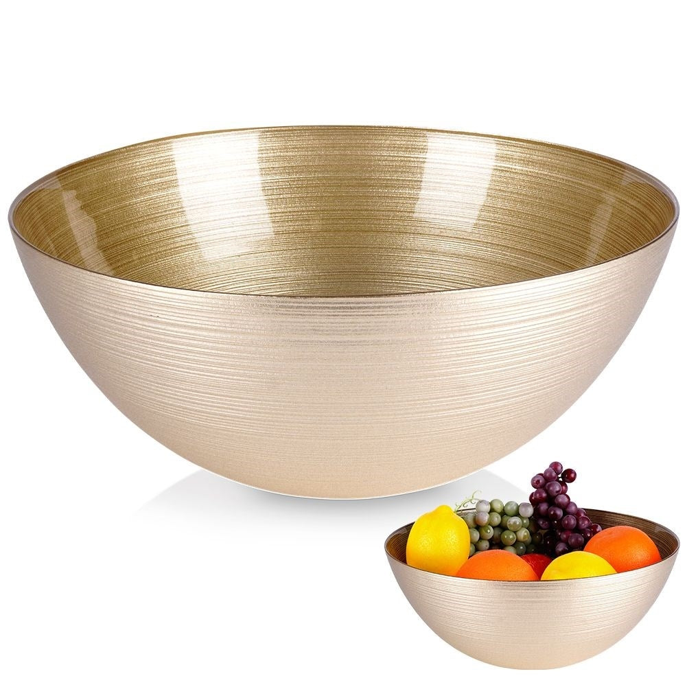 Versatile golden glass bowl for salad and snacks