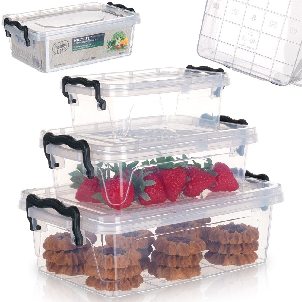 Versatile storage boxes with lids for fridge, microwave & dishwasher