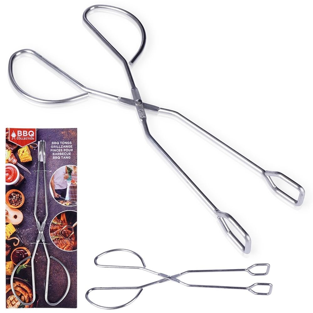 Versatile tongs in stainless steel for cooking and serving