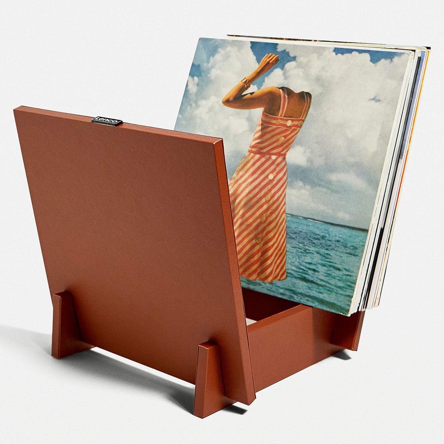 Vinyl Record Storage Organizer, Holds 40 LPs, Brown
