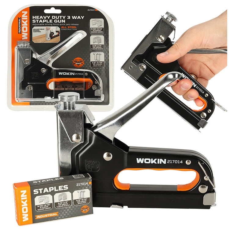 WOKIN upholstery hand stapler strong taker for U-shaped flat staples nails 4-14mm