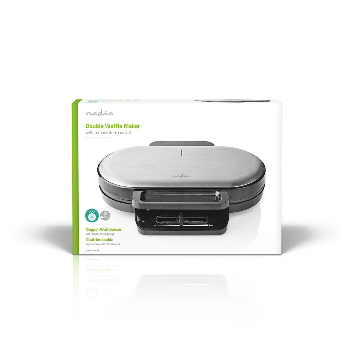 Waffle Iron | 2 x 5 Heart shaped waffles | 12 cm | 1200 W | Automatic temperature control | Metal / Plastic