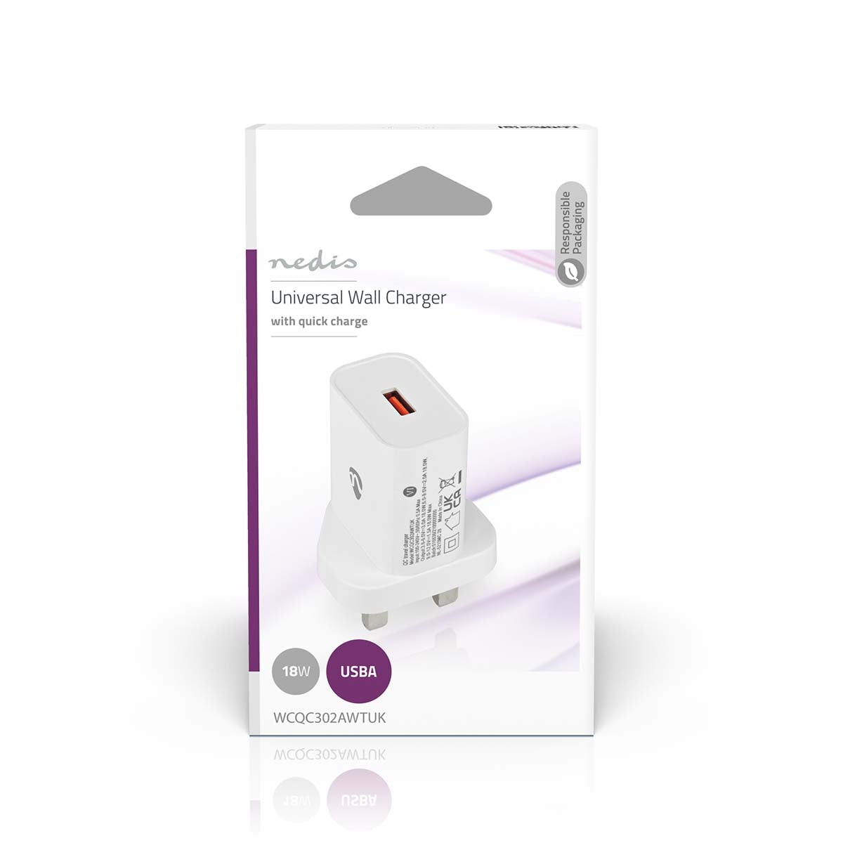Wall Charger | 18 W| Fast charging function | 3.0 A| Number of outputs: 1 | USB-A | Automatic selection of Voltage