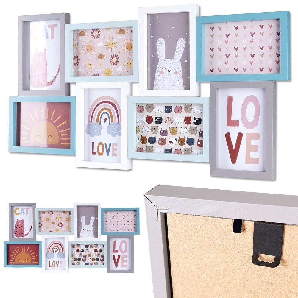 Wall Collage Frame 8 Photos in Pastel for Children's Room