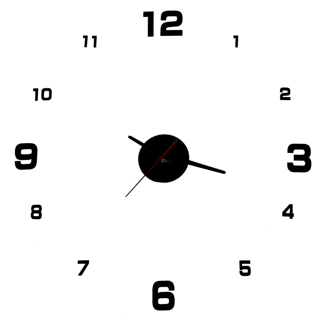 Wall clock black 4 large numerals