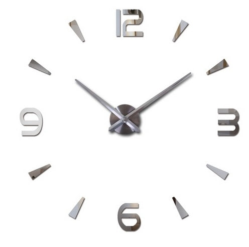 Wall clock large 80-120cm silver 4 digits