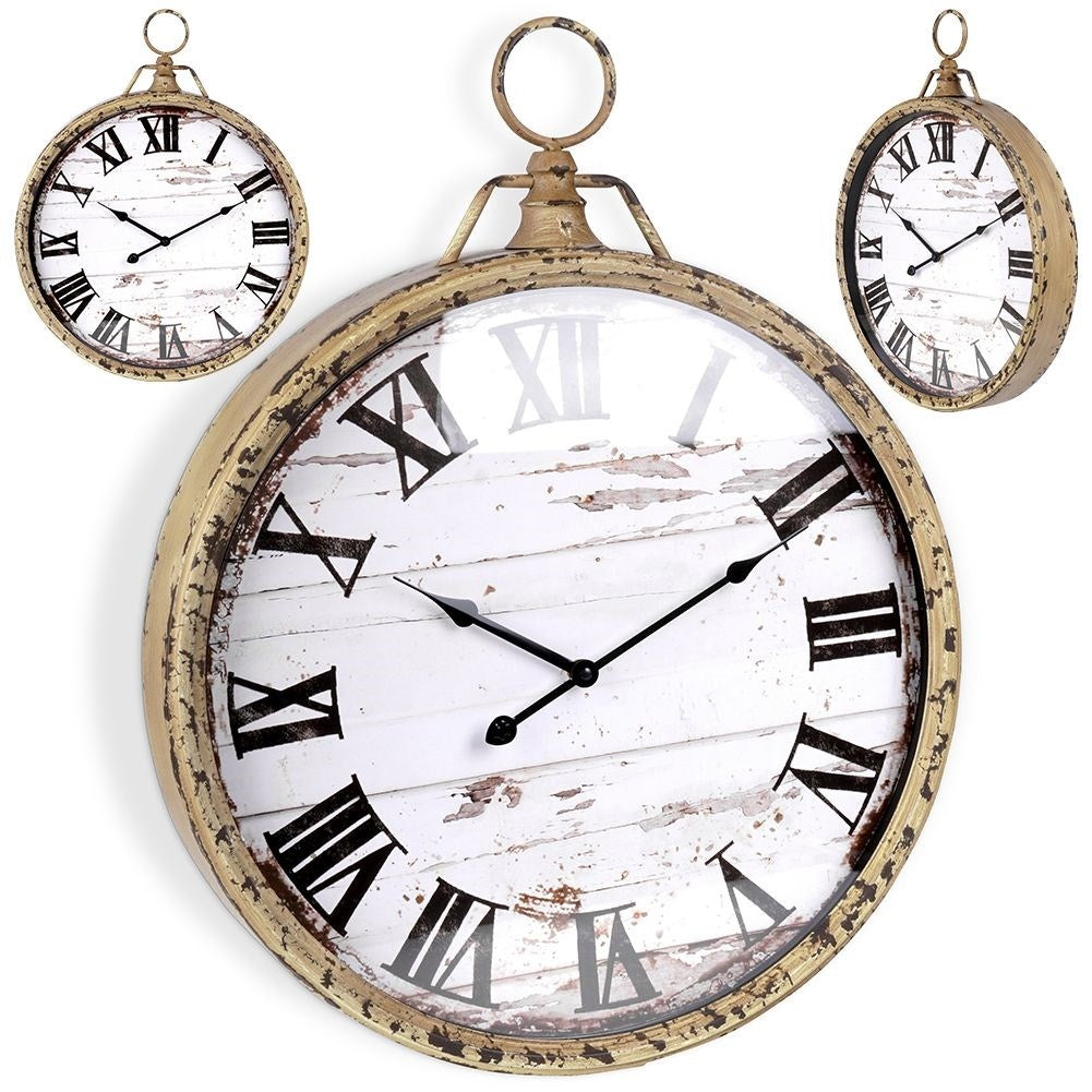 Wall clock with Rustic Wooden Design and Roman Numerals
