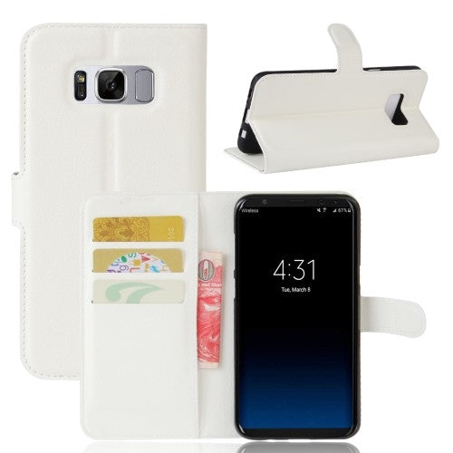 Wallet case in lychee leather for Samsung Galaxy S8 Plus - white