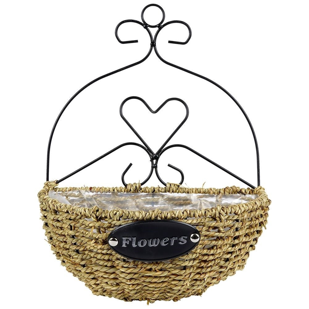 Wall-mounted Hanging Pot in Metal and Water Hyacinth