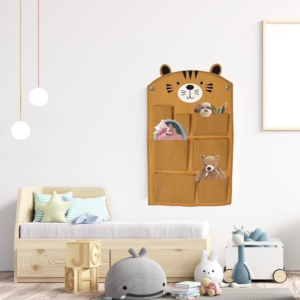 Wall organizer for children's accessories - mustard yellow canvas
