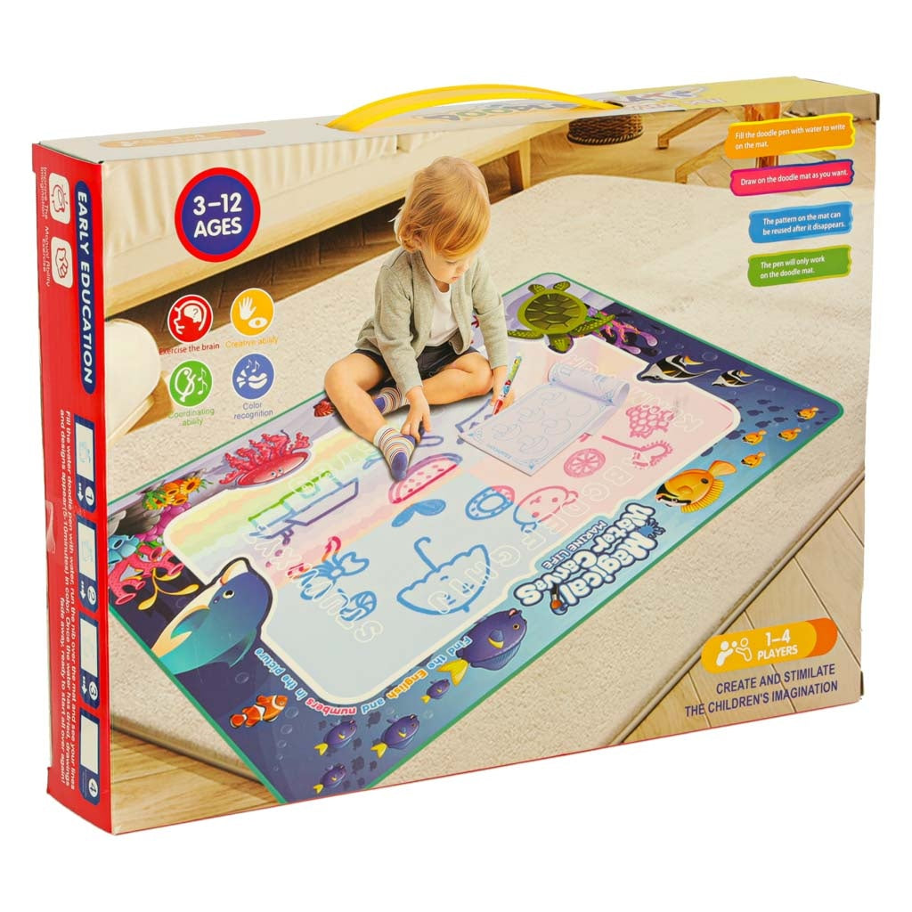 Water Drawing Mat, 120x90cm, with Markers & Stencils