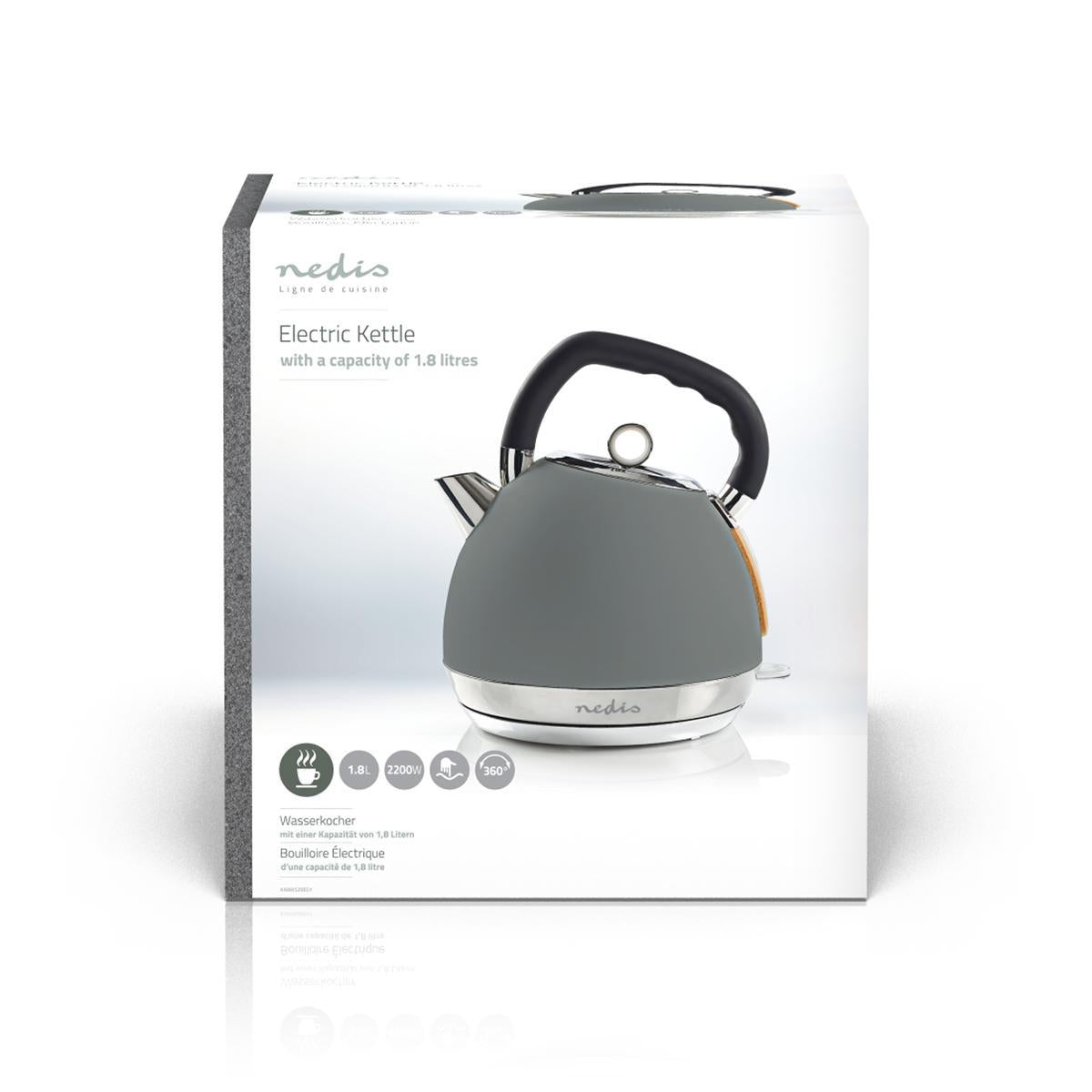 Water boiler | 1.8 l | Soft-Touch | Gray | Rotatable 360 degrees | Concealed heating element | Strix® Control | Boil-dry function