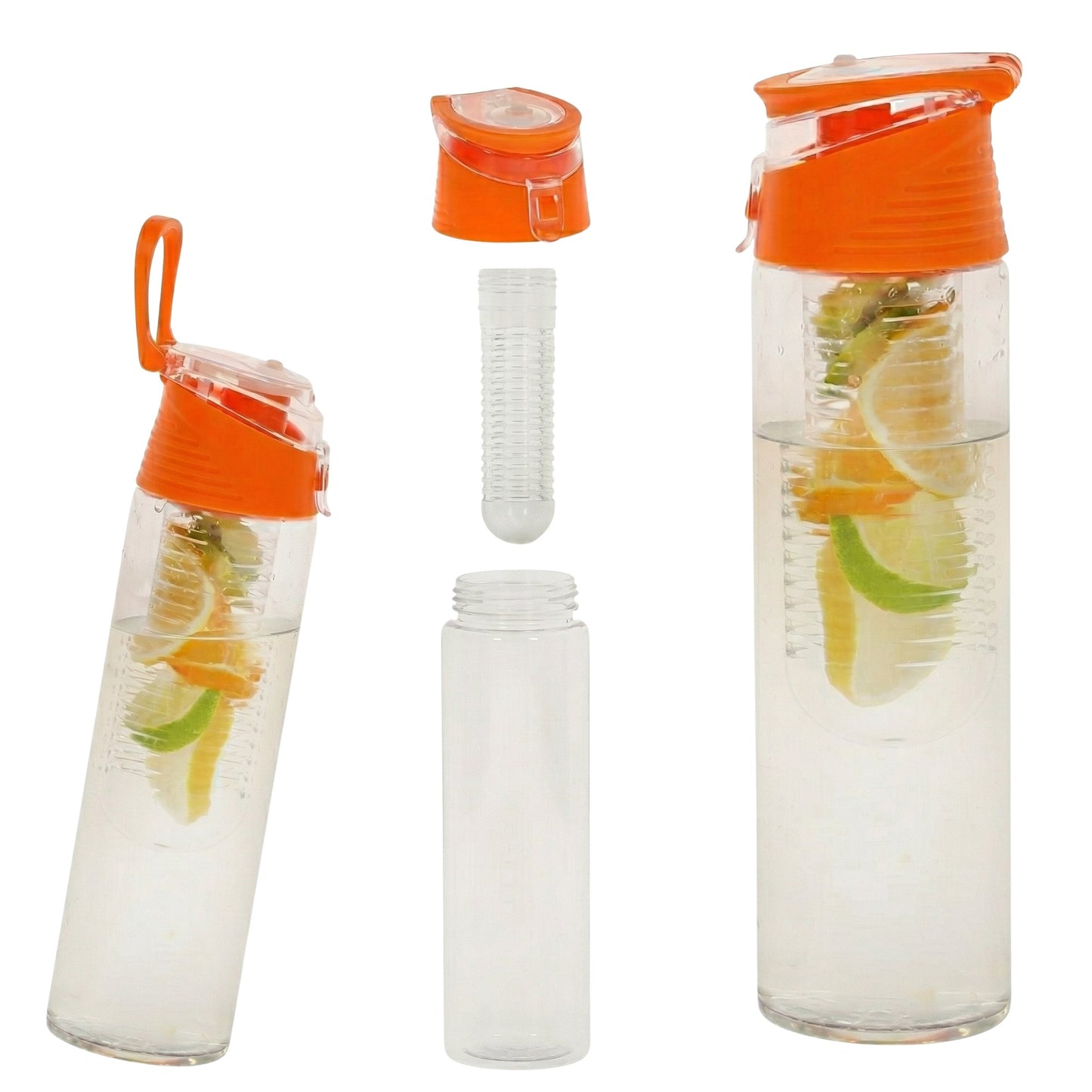 Water bottle with fruit insert 800ml orange