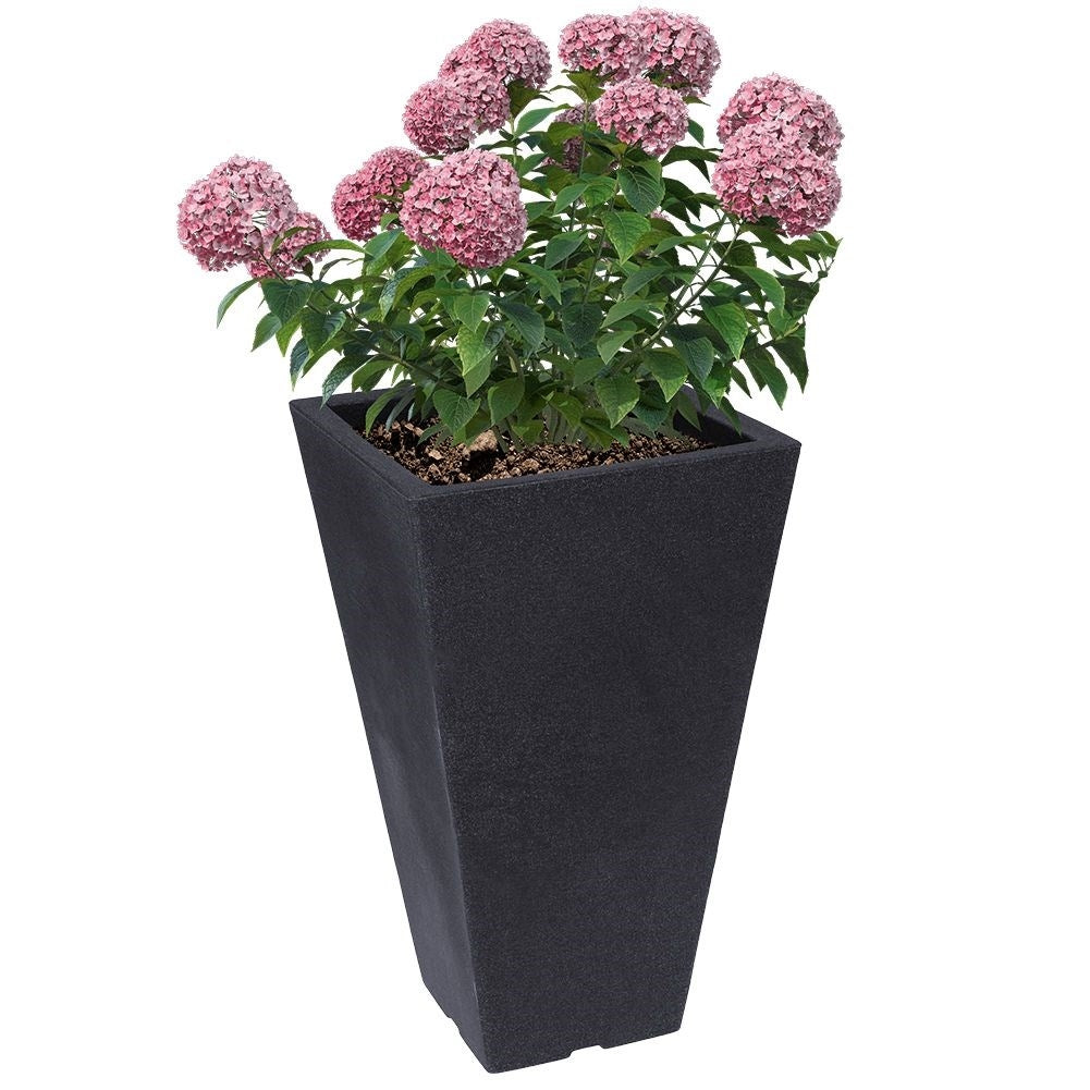 Weather-resistant plastic pot in stone imitation, anthracite, 45.5 cm