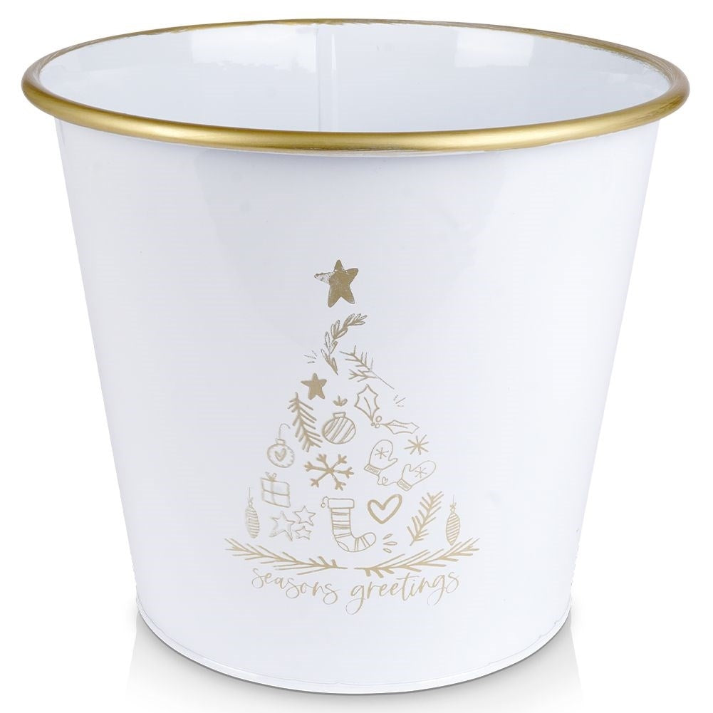 White Christmas pot with golden tree - impressive decoration