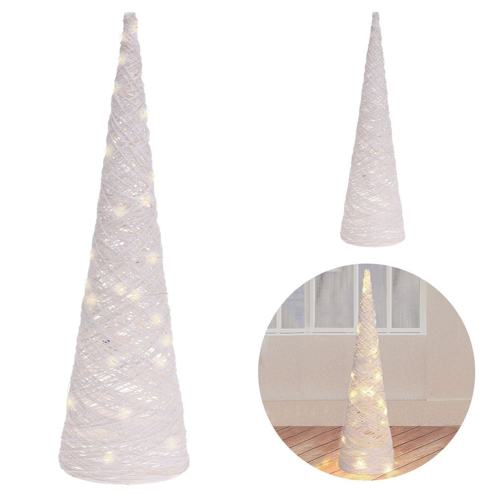 White Christmas tree in cone shape with LED lighting