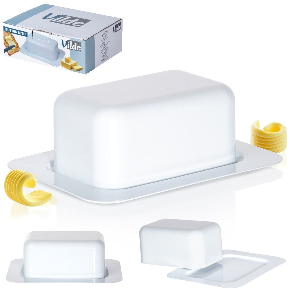 White Steel Butter Changer - Classic Storage & Serving