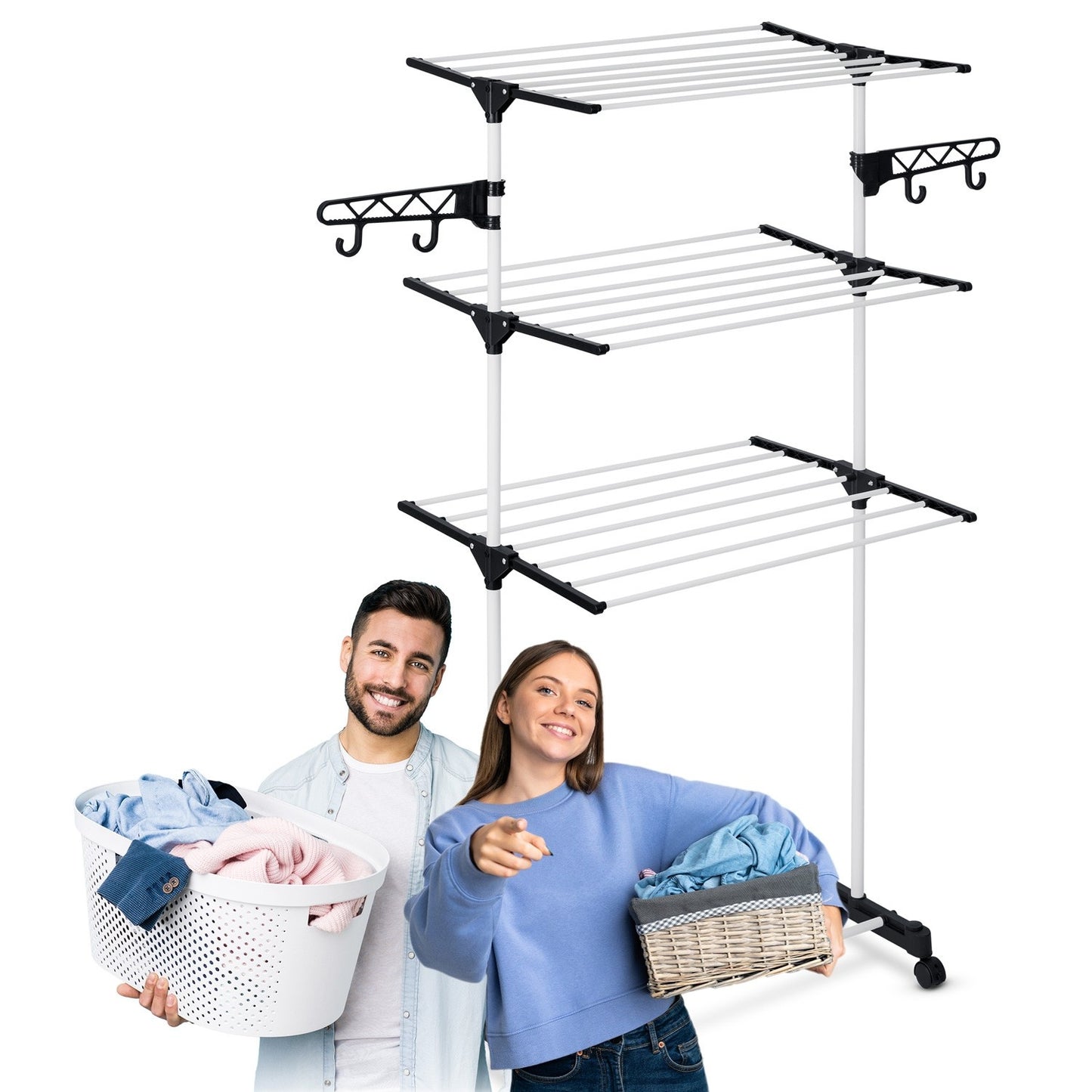 White folding drying rack Delia, 15 meter drying length